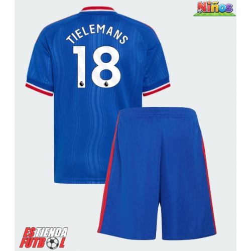 Manchester United Youri Tielemans #18 Segunda Equipación Niños 2026-27 Manga Corta (+ Pantalones cortos)